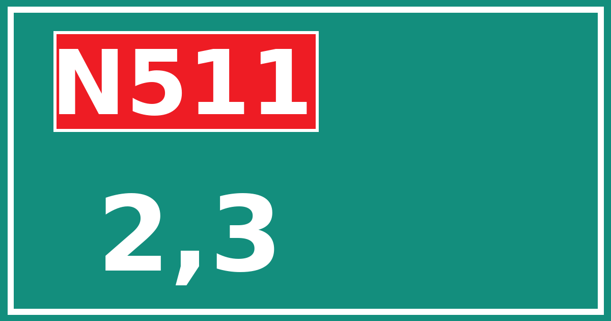 Hectometerbord N511 2,3