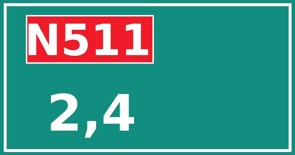 Hectometerbord N511 2,4