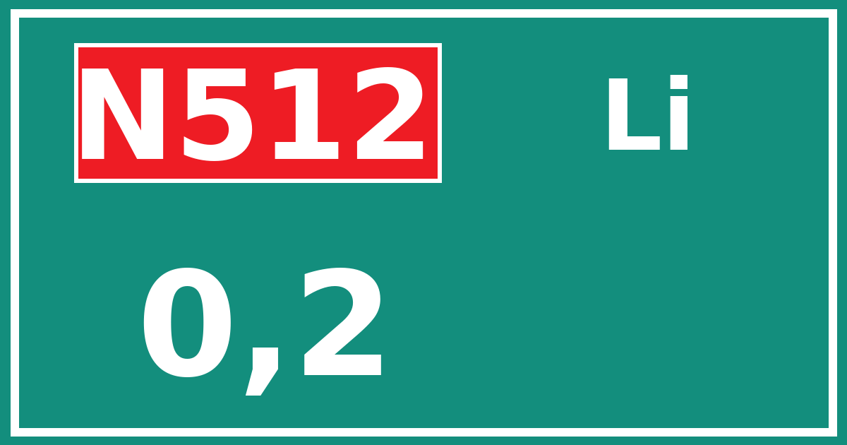 Hectometerbord N512 0,2 zijde Li