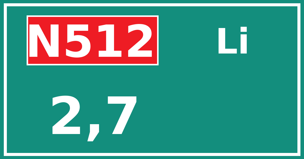 Hectometerbord N512 2,7 zijde Li