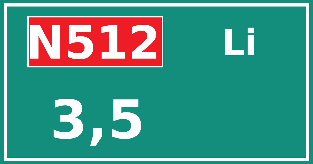 Hectometerbord N512 3,5 zijde Li