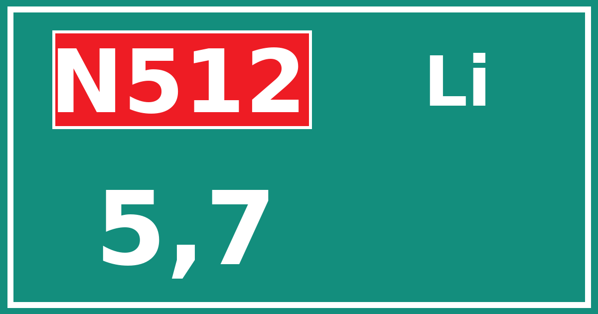 Hectometerbord N512 5,7 zijde Li