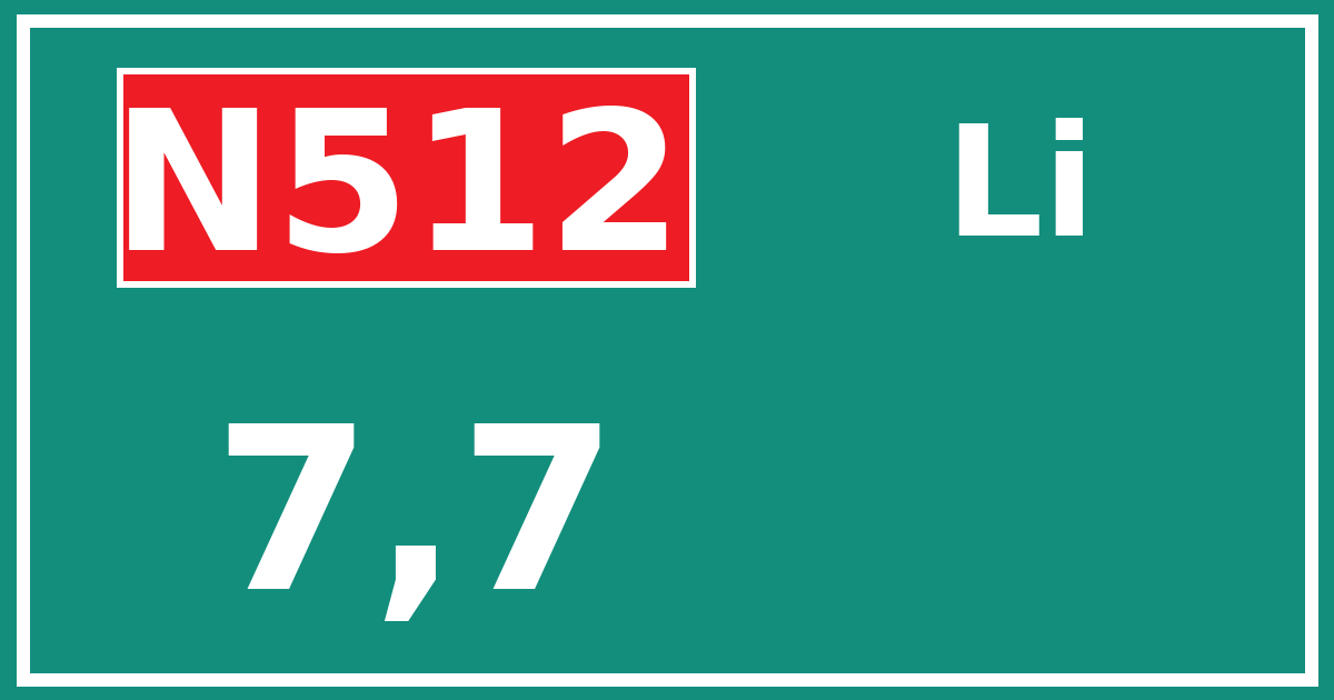 Hectometerbord N512 7,7 zijde Li