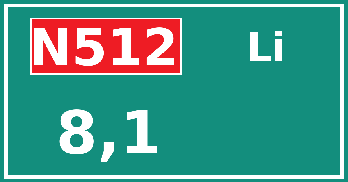 Hectometerbord N512 8,1 zijde Li