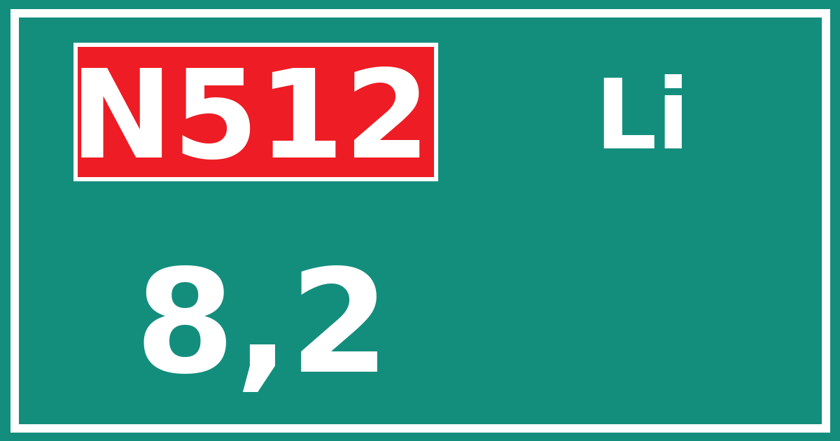 Hectometerbord N512 8,2 zijde Li