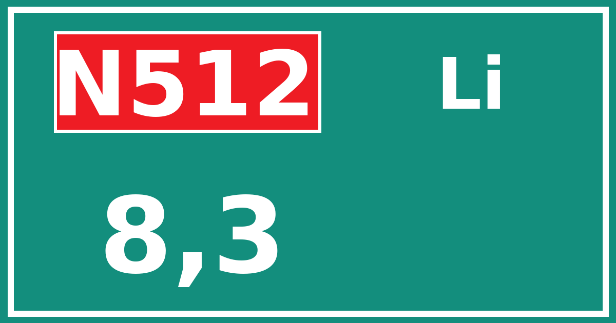 Hectometerbord N512 8,3 zijde Li