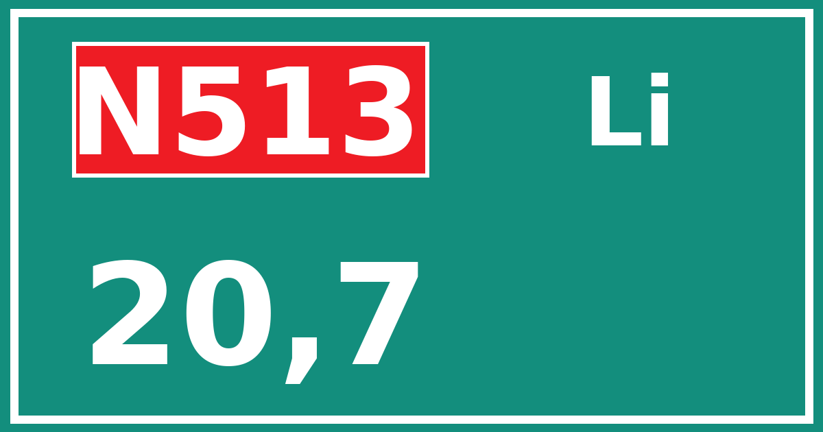 Hectometerbord N513 20,7 zijde Li