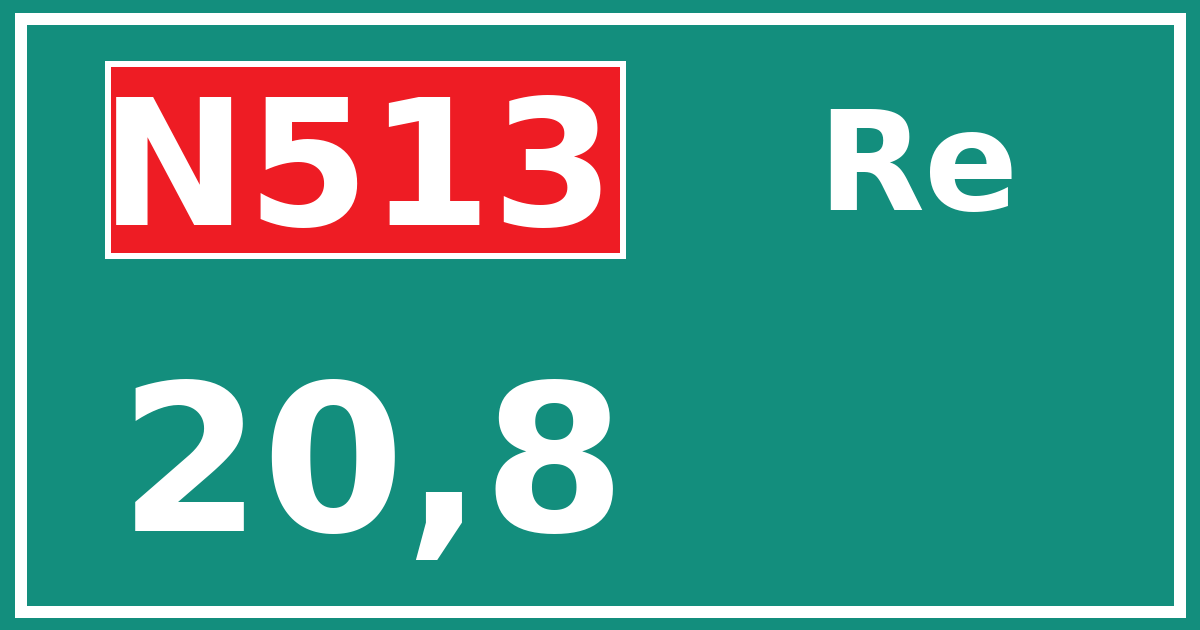 Hectometerbord N513 20,8 zijde Re