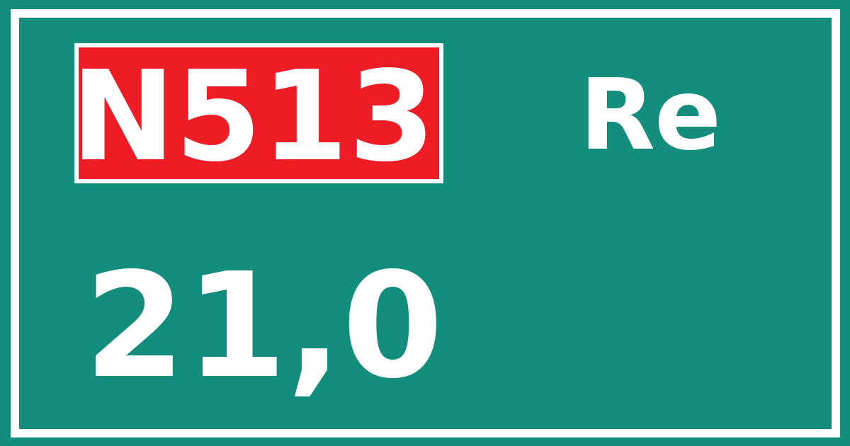 Hectometerbord N513 21,0 zijde Re