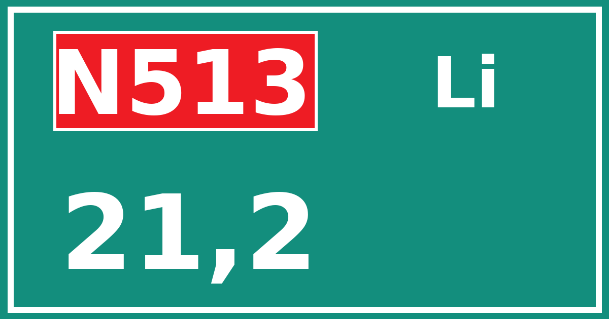 Hectometerbord N513 21,2 zijde Li