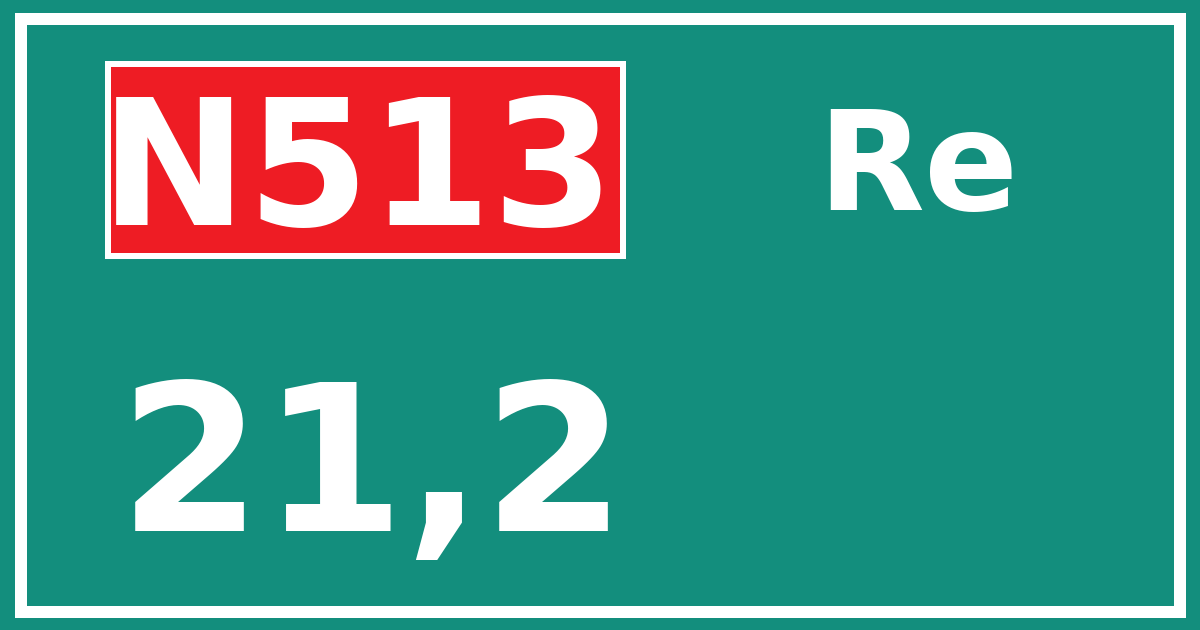 Hectometerbord N513 21,2 zijde Re