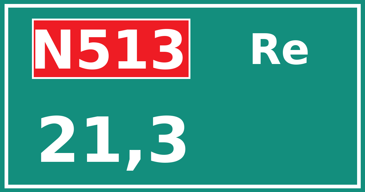 Hectometerbord N513 21,3 zijde Re