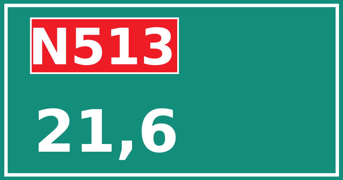 Hectometerbord N513 21,6