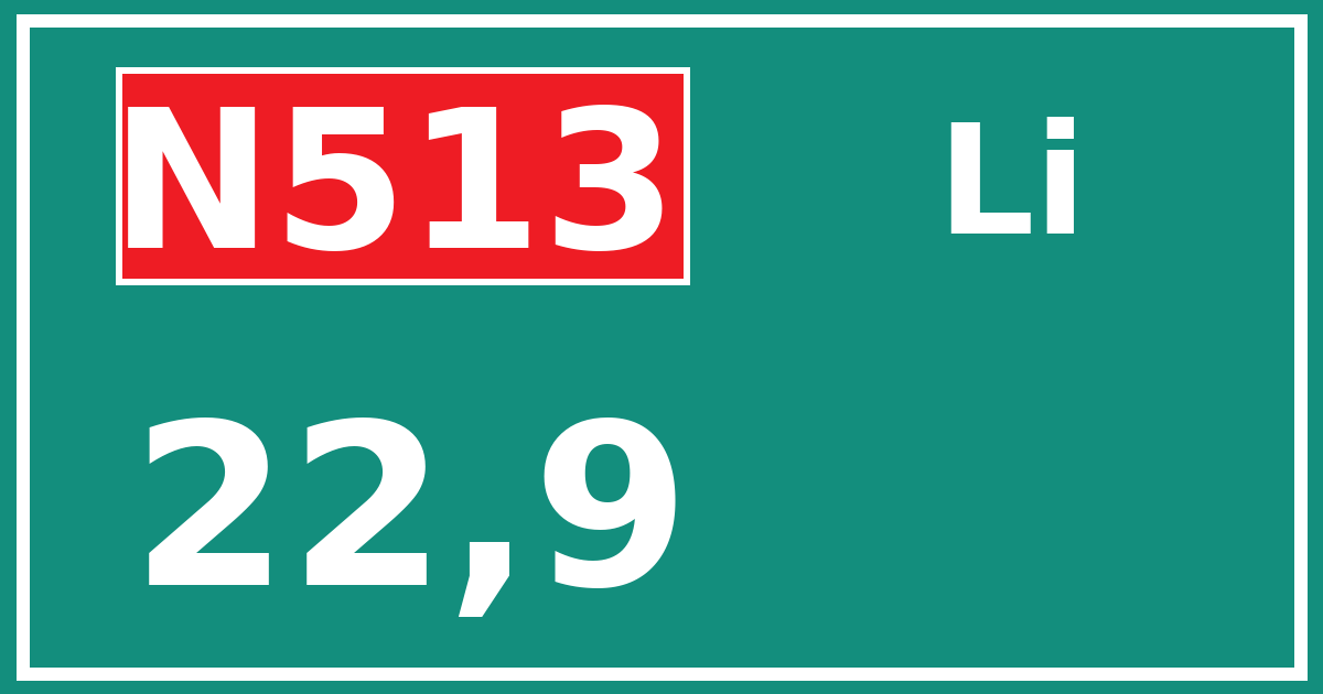 Hectometerbord N513 22,9 zijde Li