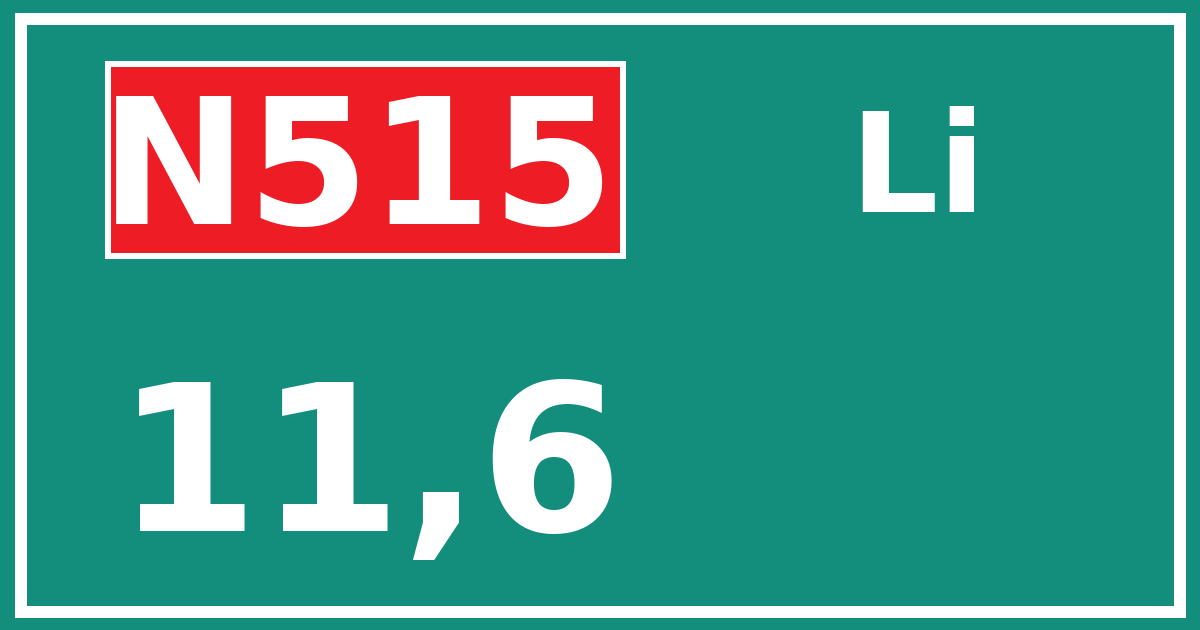 Hectometerbord N515 11,6 zijde Li