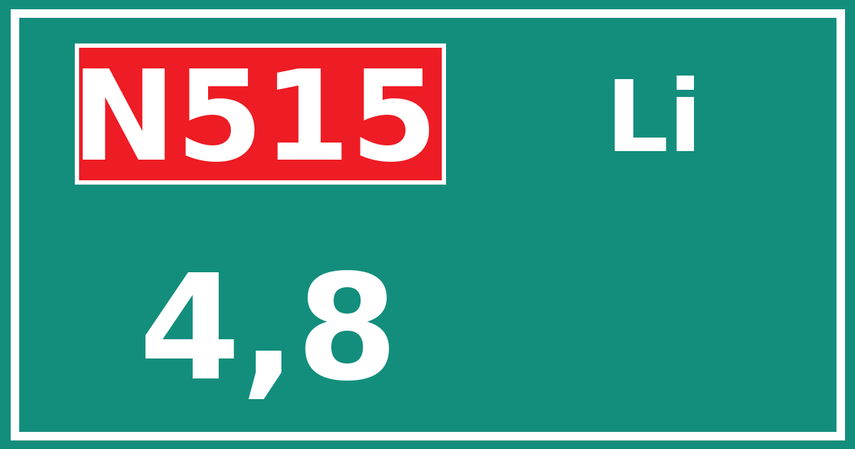 Hectometerbord N515 4,8 zijde Li