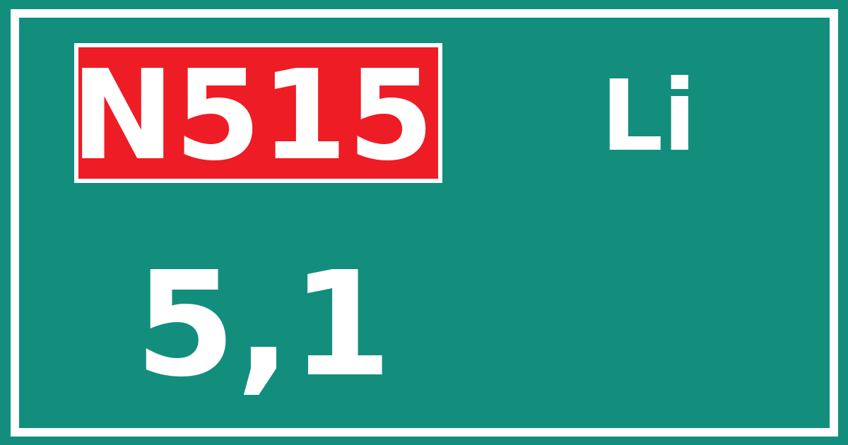Hectometerbord N515 5,1 zijde Li
