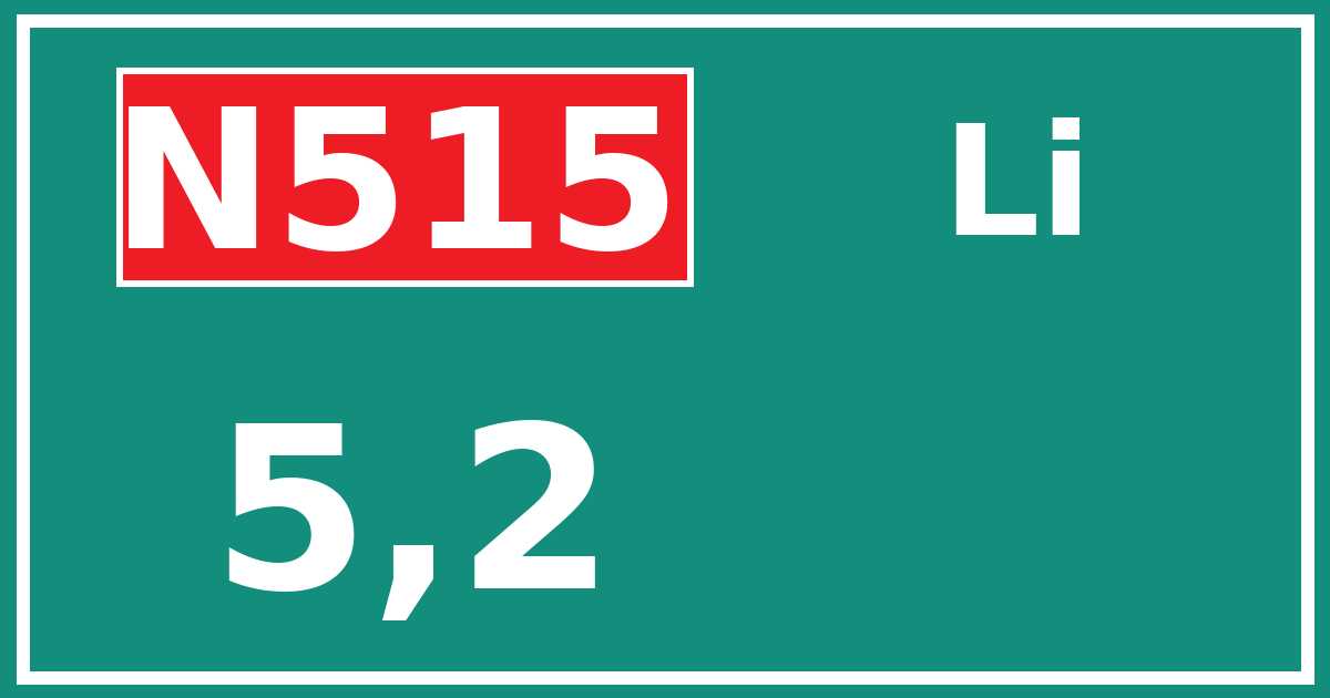 Hectometerbord N515 5,2 zijde Li