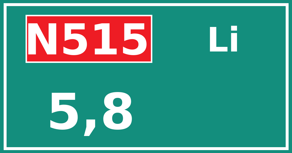Hectometerbord N515 5,8 zijde Li