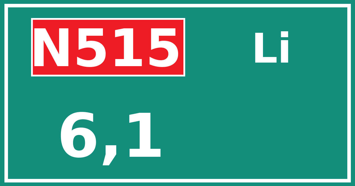 Hectometerbord N515 6,1 zijde Li