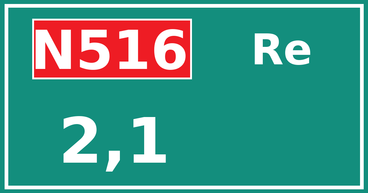 Hectometerbord N516 2,1 zijde Re