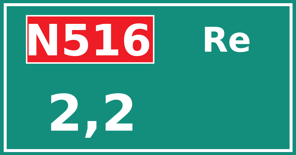 Hectometerbord N516 2,2 zijde Re