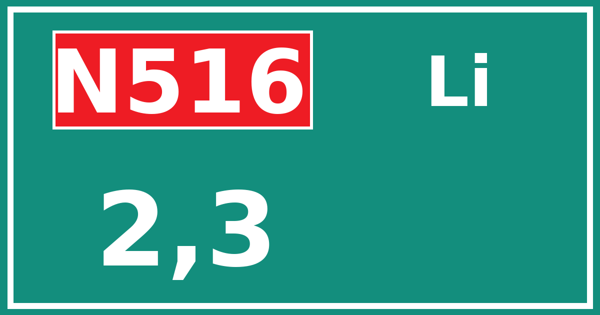 Hectometerbord N516 2,3 zijde Li