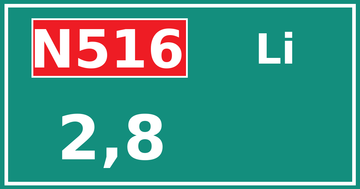 Hectometerbord N516 2,8 zijde Li