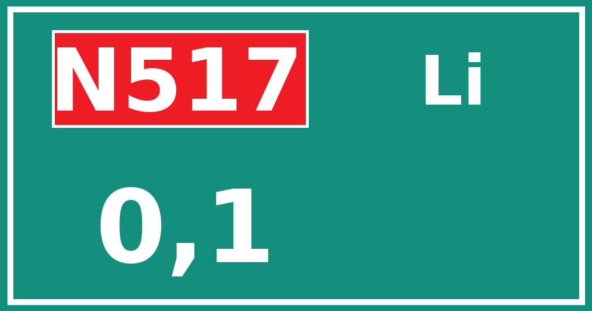 Hectometerbord N517 0,1 zijde Li