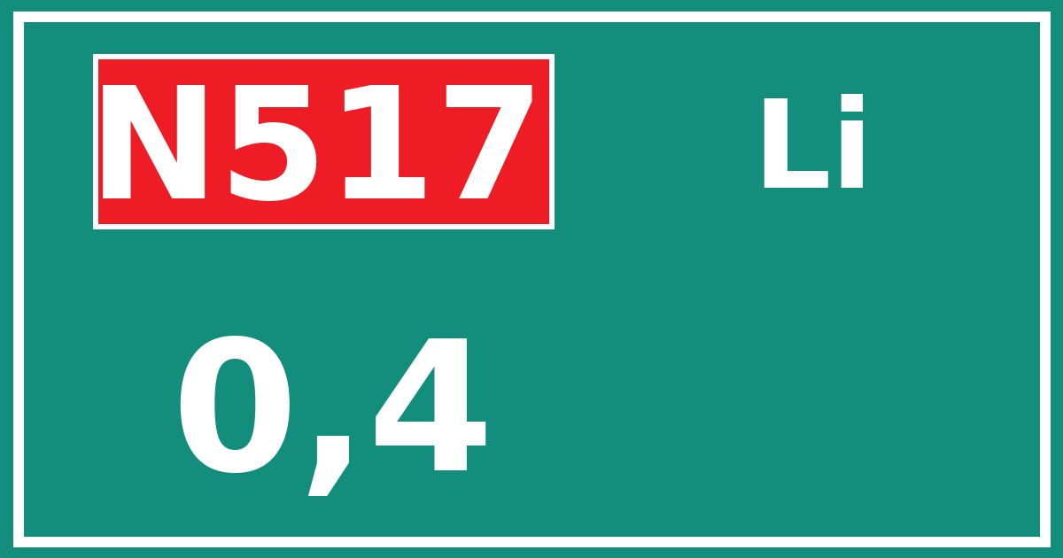 Hectometerbord N517 0,4 zijde Li