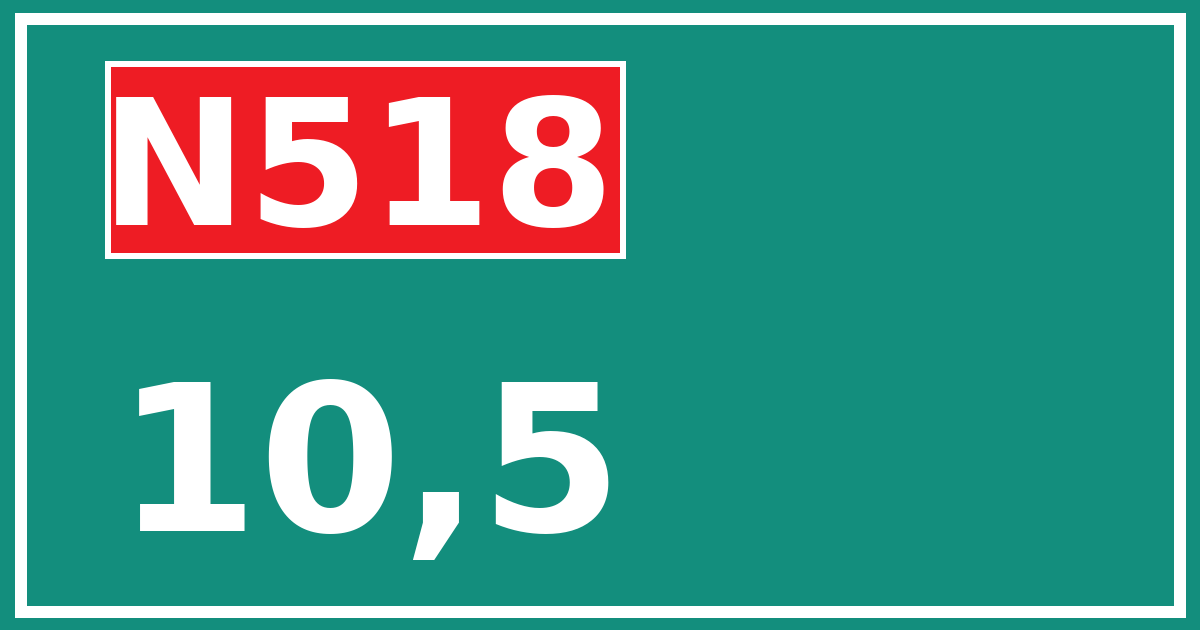 Hectometerbord N518 10,5