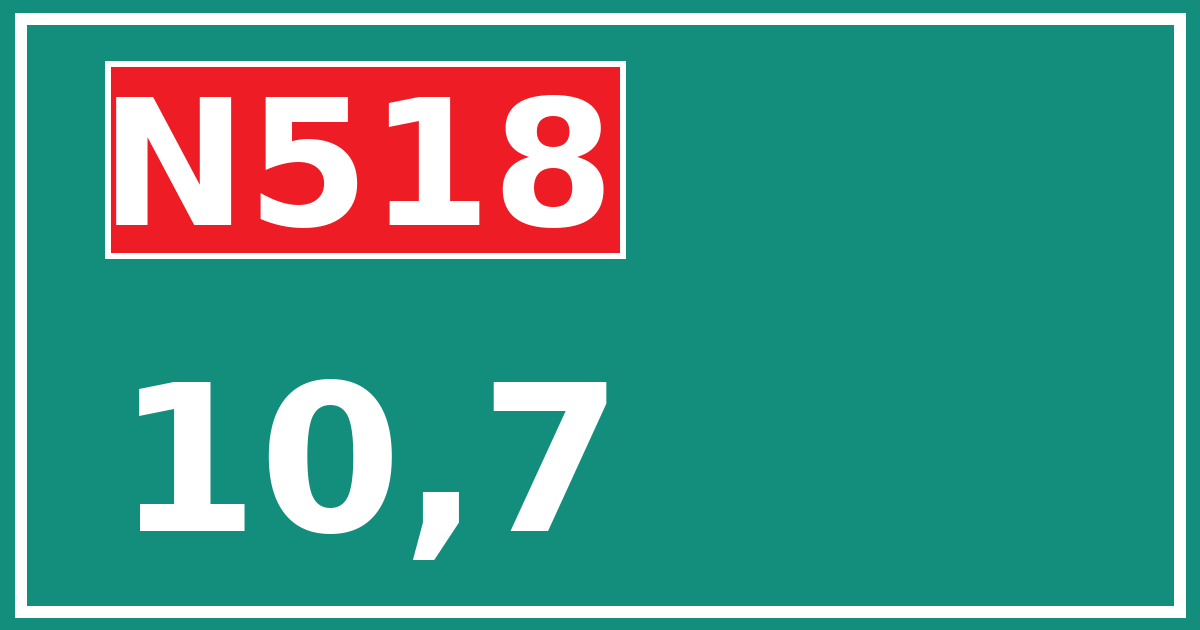 Hectometerbord N518 10,7