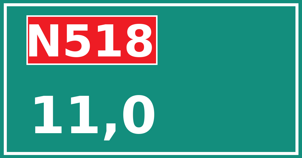 Hectometerbord N518 11,0
