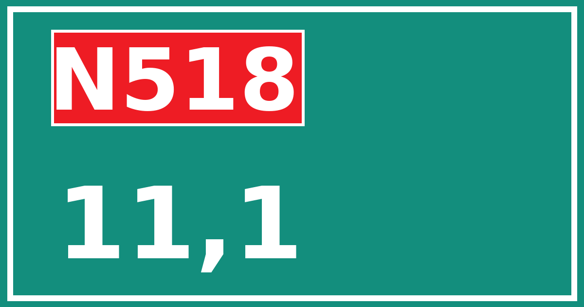 Hectometerbord N518 11,1