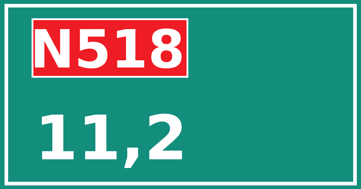 Hectometerbord N518 11,2