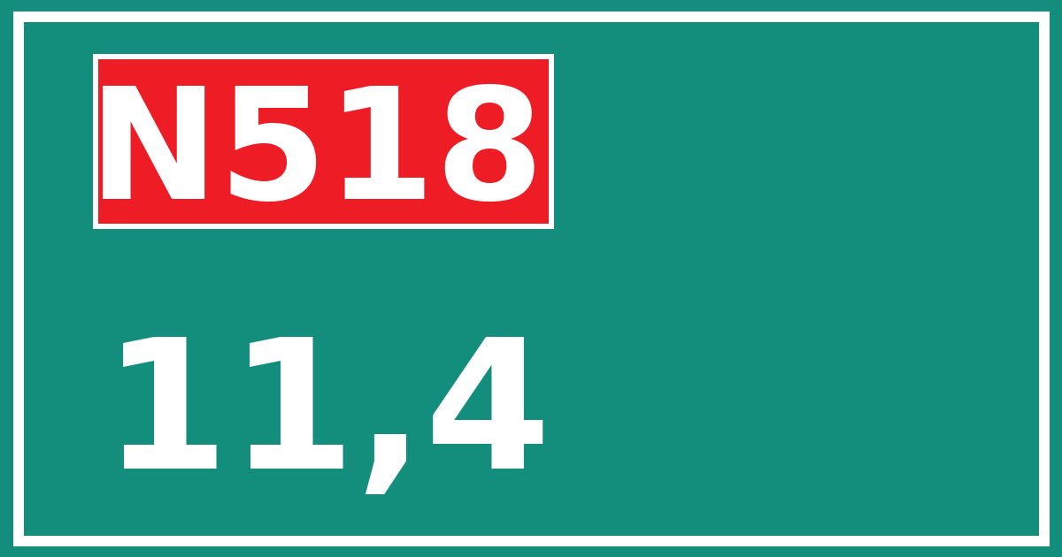 Hectometerbord N518 11,4