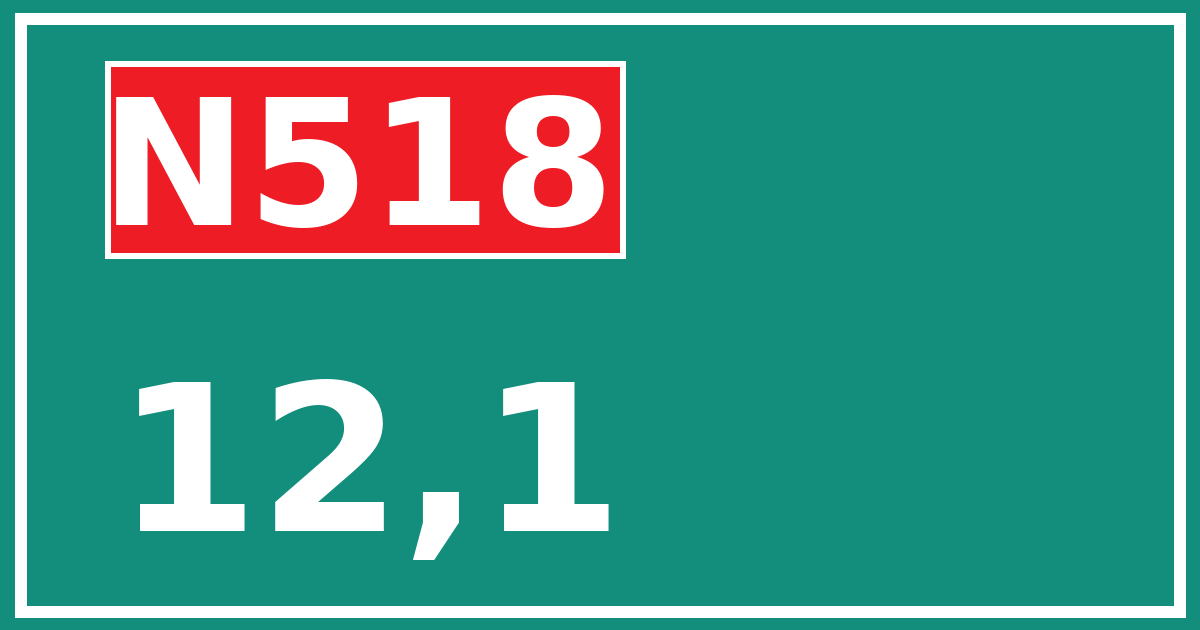 Hectometerbord N518 12,1