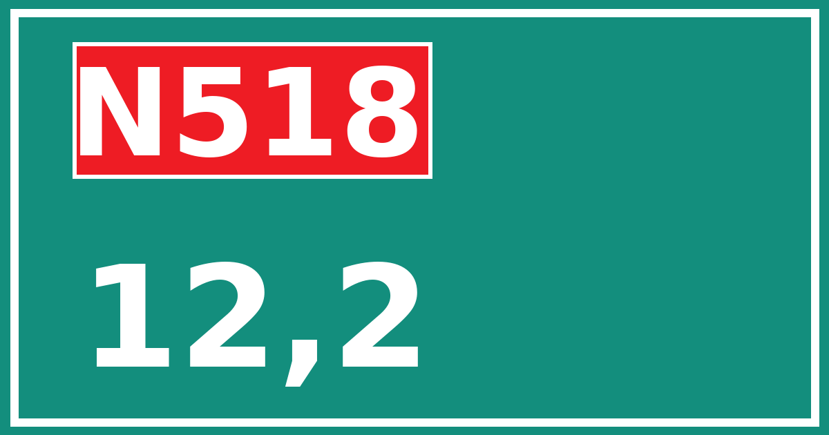 Hectometerbord N518 12,2