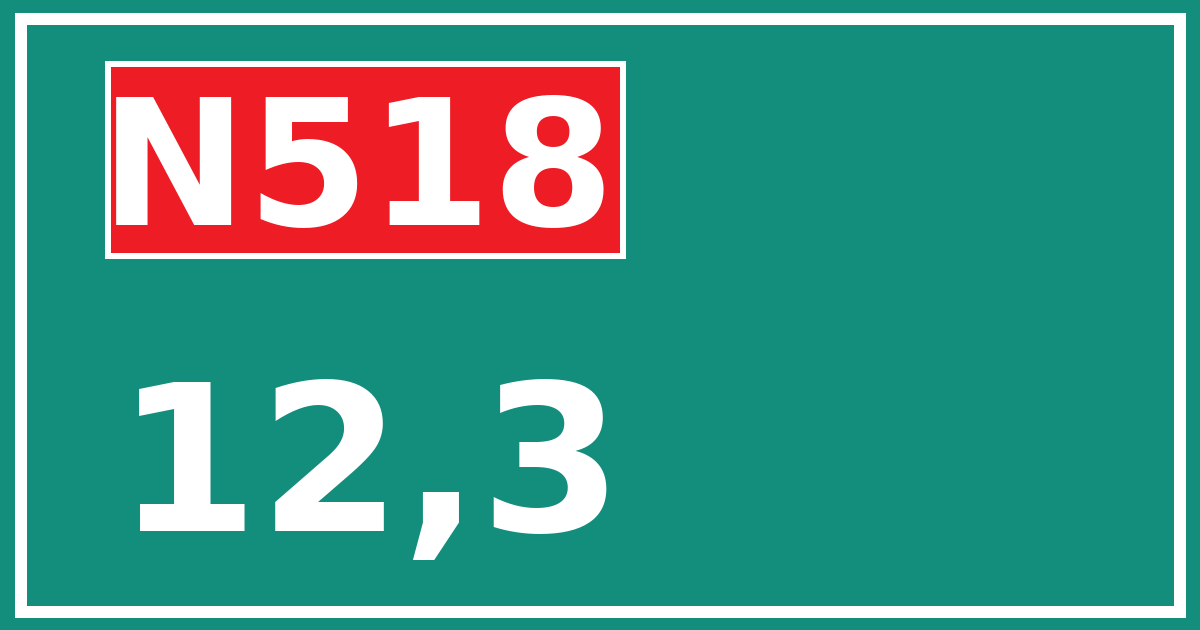 Hectometerbord N518 12,3