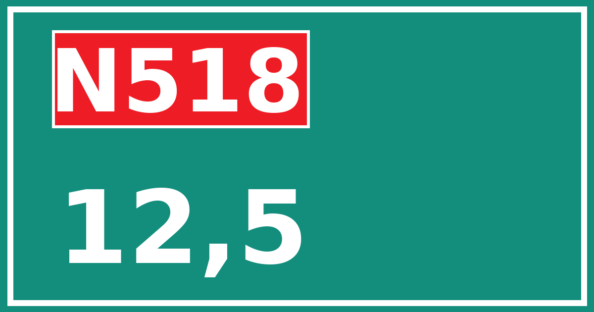 Hectometerbord N518 12,5