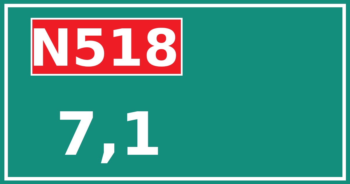 Hectometerbord N518 7,1