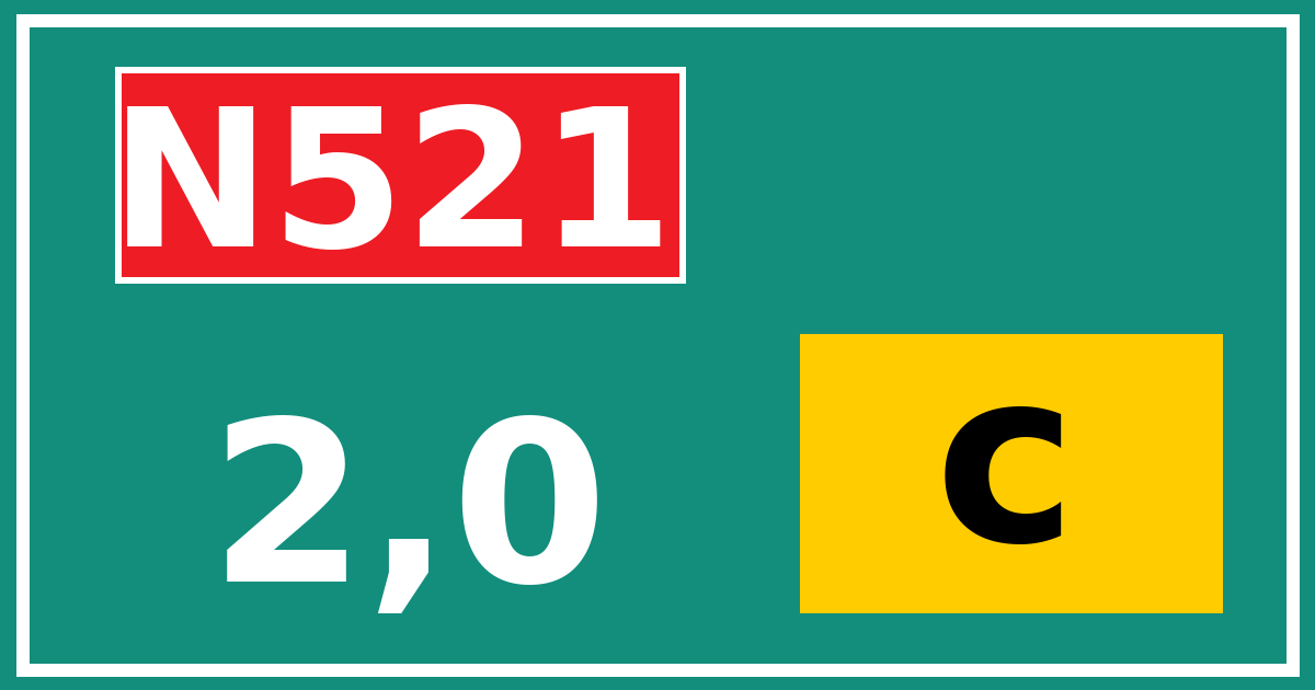 Hectometerbord N521 2,0 letter c