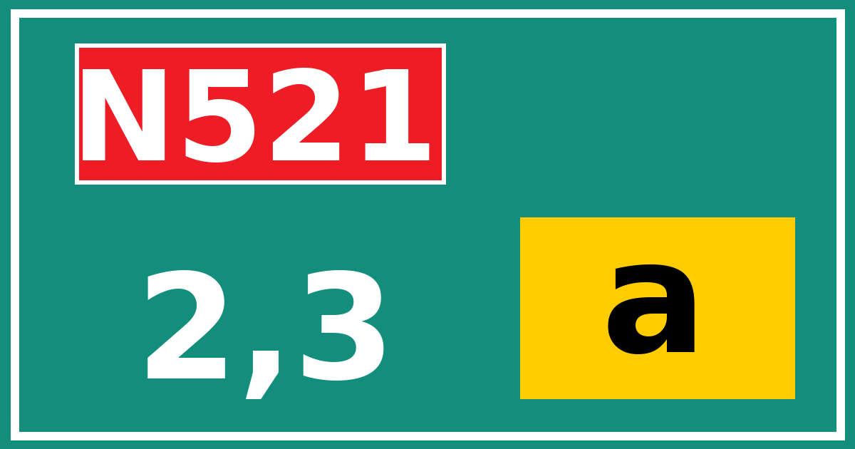 Hectometerbord N521 2,3 letter a
