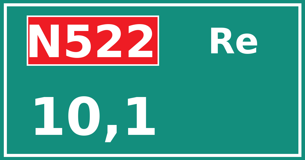 Hectometerbord N522 10,1 zijde Re