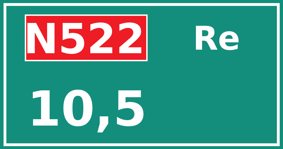 Hectometerbord N522 10,5 zijde Re
