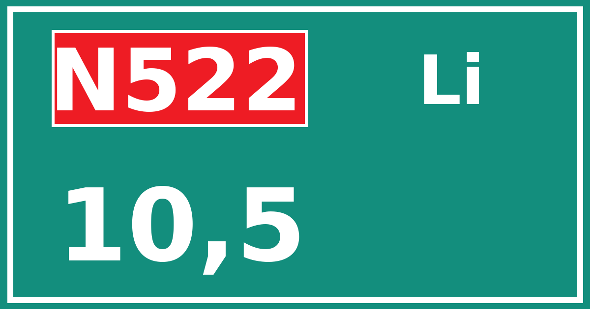 Hectometerbord N522 10,5 zijde Li