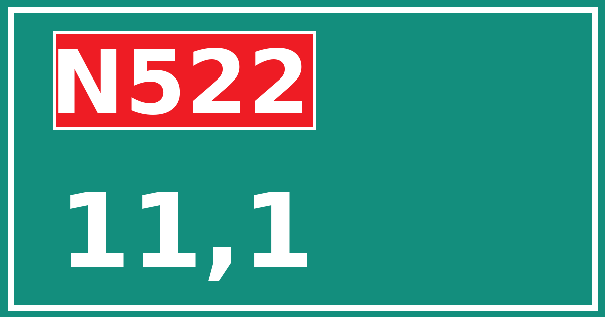 Hectometerbord N522 11,1