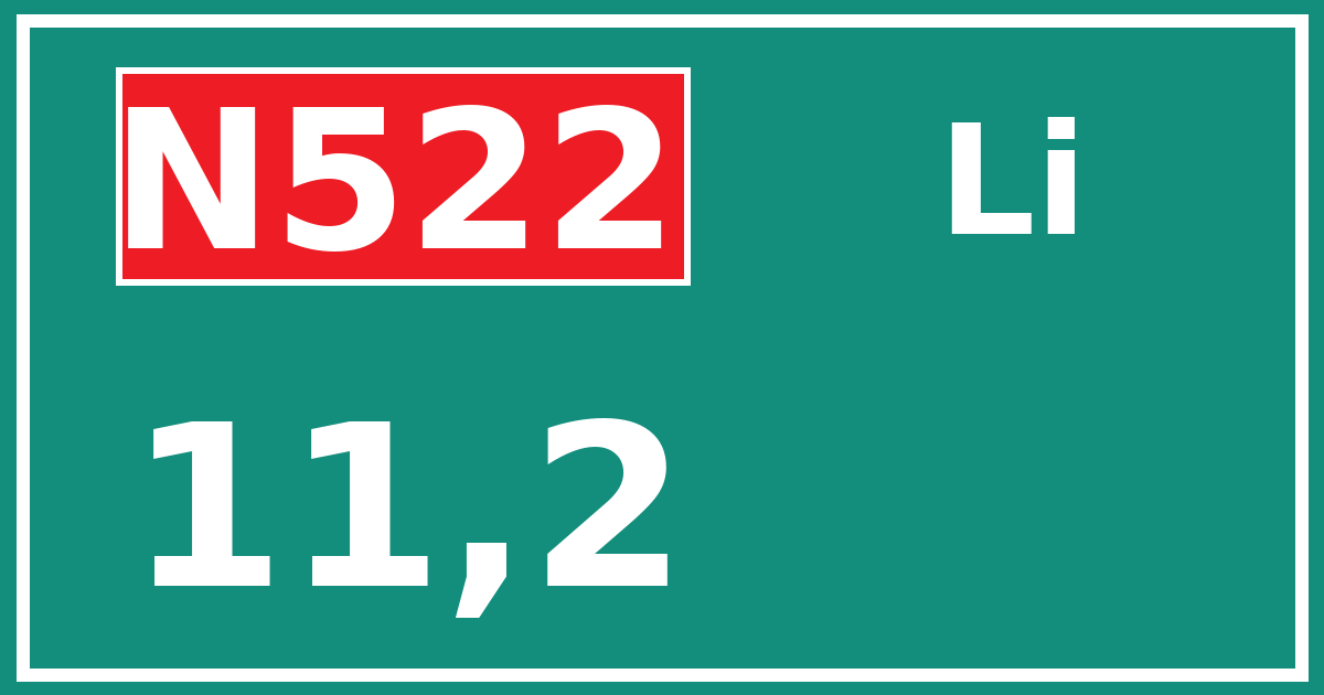 Hectometerbord N522 11,2 zijde Li