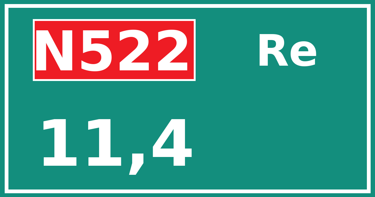 Hectometerbord N522 11,4 zijde Re