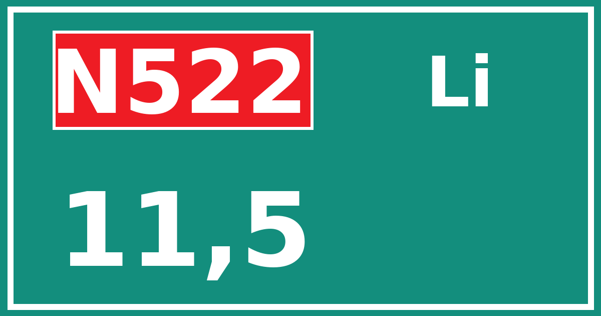 Hectometerbord N522 11,5 zijde Li